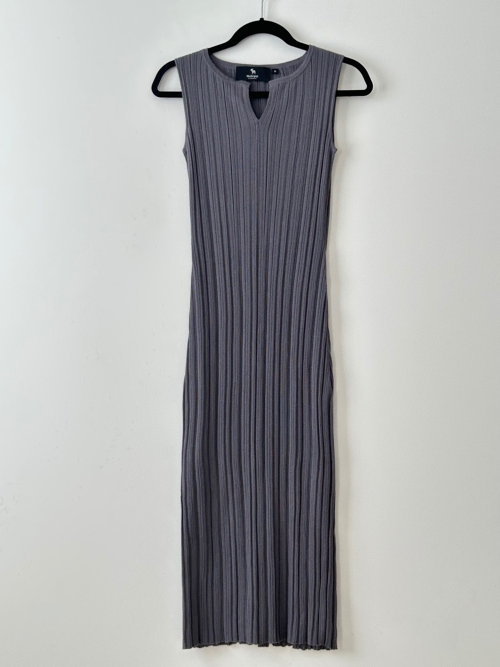 Black Goat Cashmere Gray Ribbed Knit Cashmere & Silk Maxi Dress
